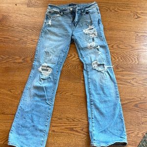 Aeropostale low rise flare jeans, size 8, light blue wash